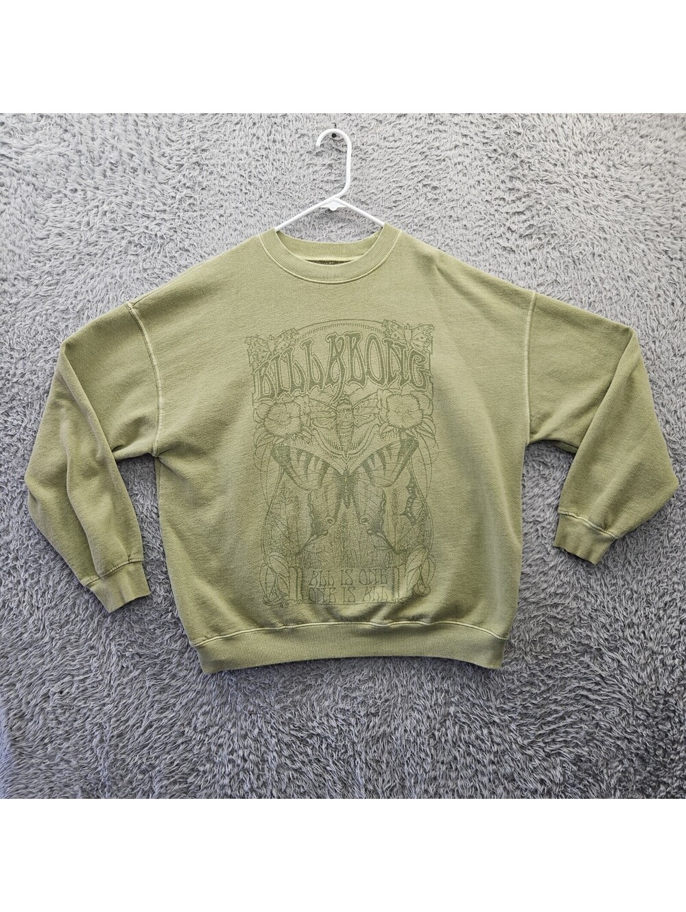 Billabong Vintage Sweatshirt Hippy Surfer Butterfly All Is One 2XL *Stain Back
